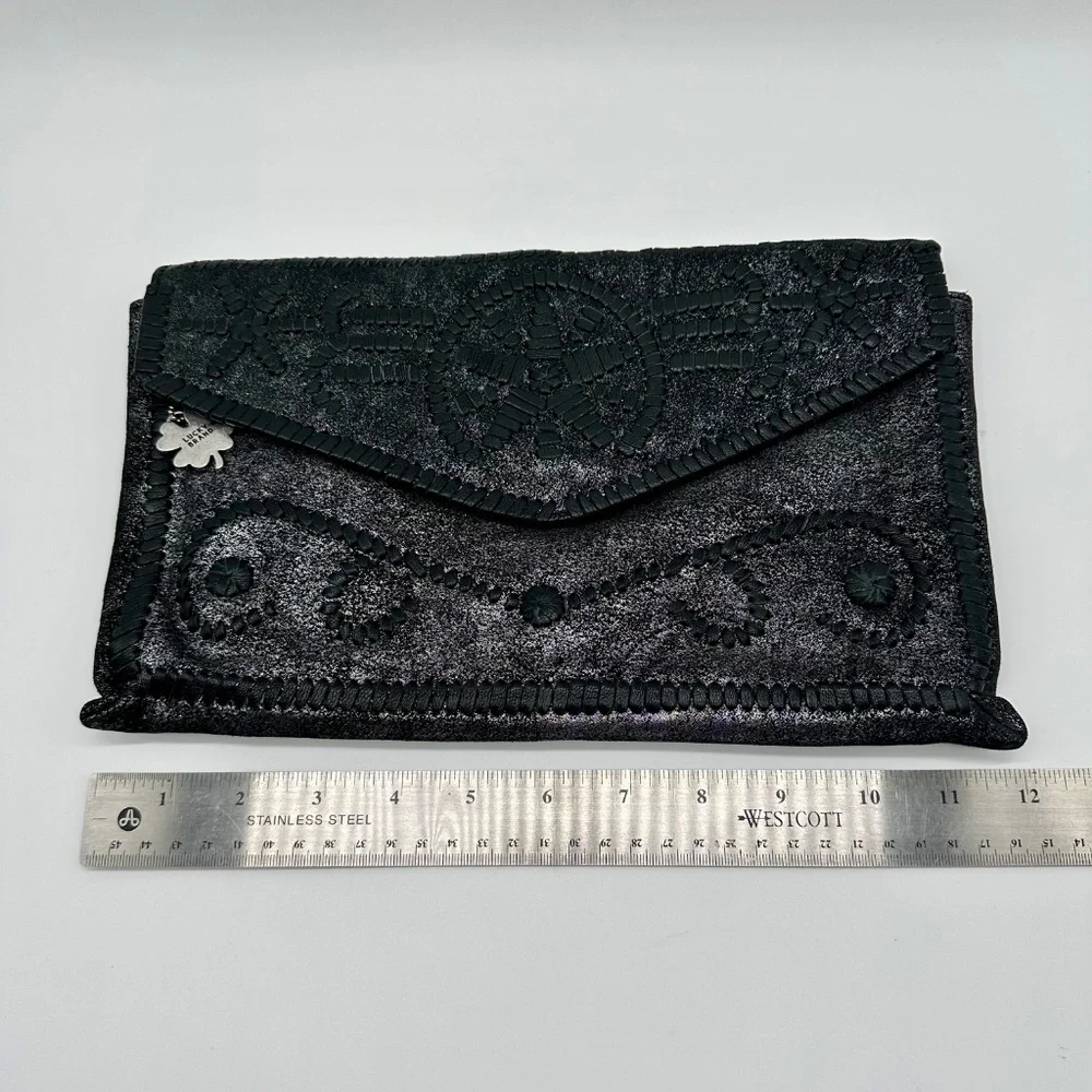 Lucky Brand Clutch Silverlake Shimmer Cowhide Finish Envelope Style